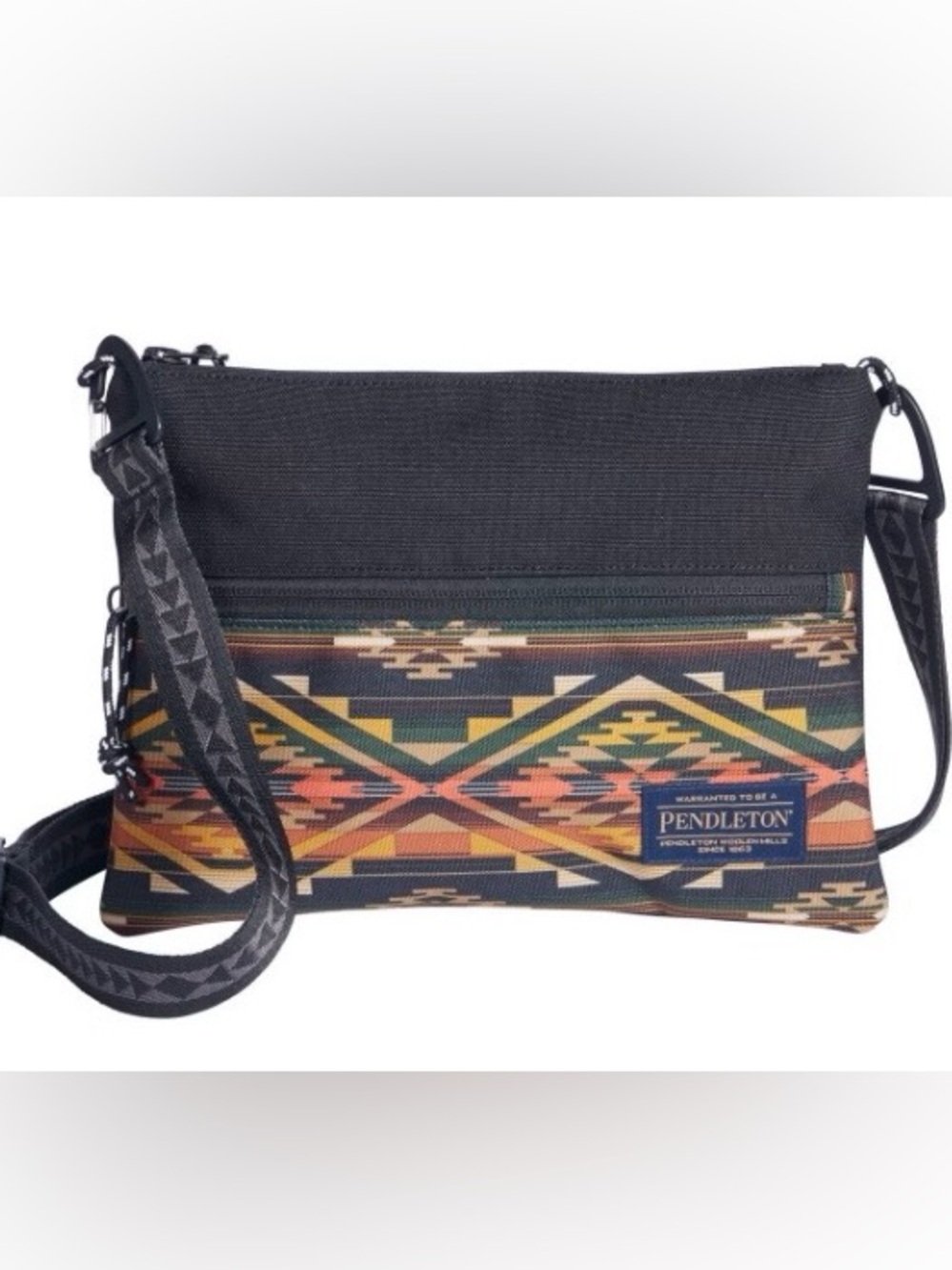 Pendleton Womens Black/Brown Multi-Color Southwestern Crossbody Bag